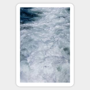 Seaspray, foam and turbulence from a boat's wake on route to the Farne Islands Sticker